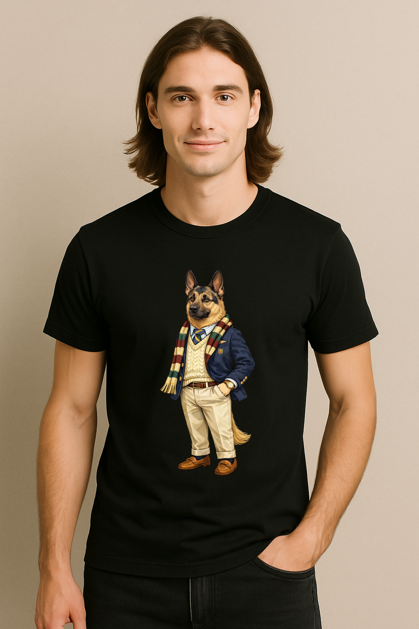 Preppy German Shepherd Men’s Tee Shirt