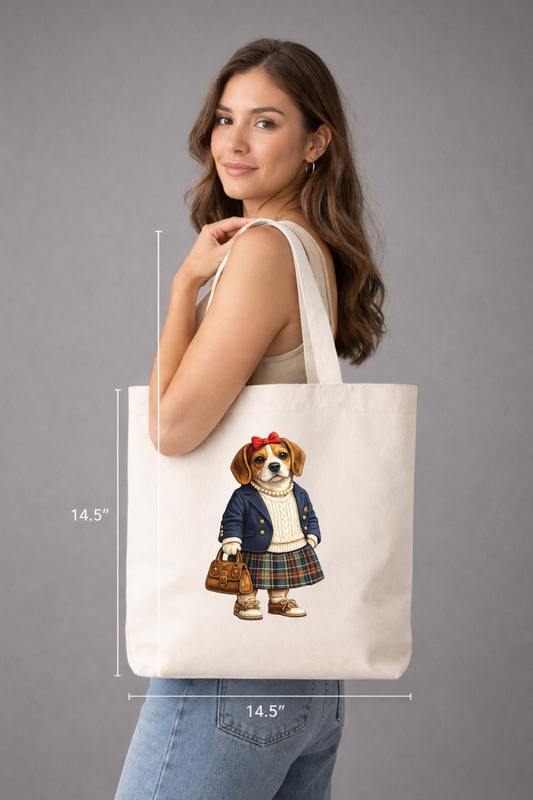 Preppy Beagle Girl Tote Bag