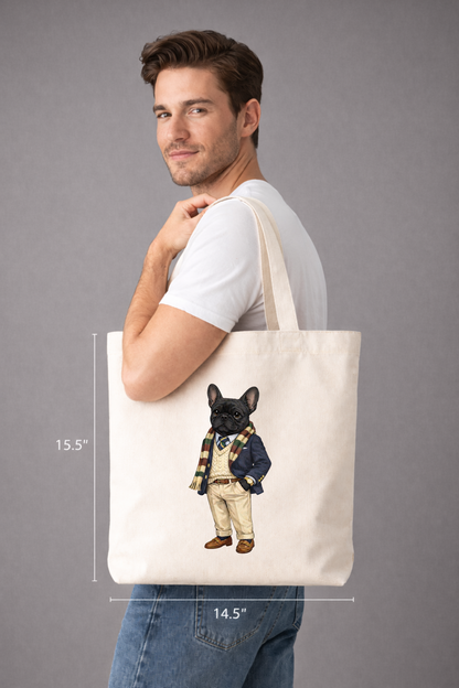 Preppy Black French Bulldog Tote Bag
