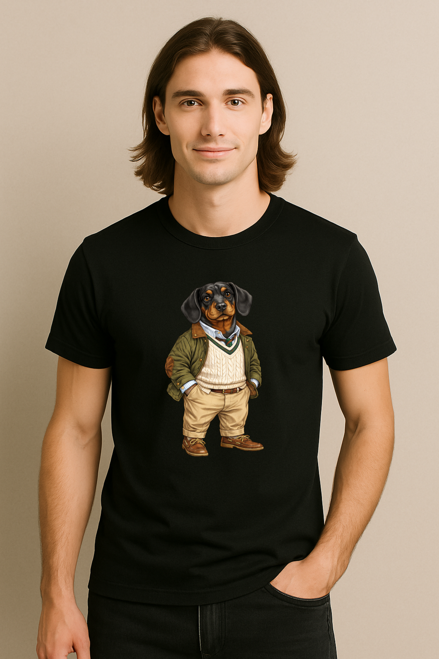 Preppy Dachshund Men’s Tee Shirt