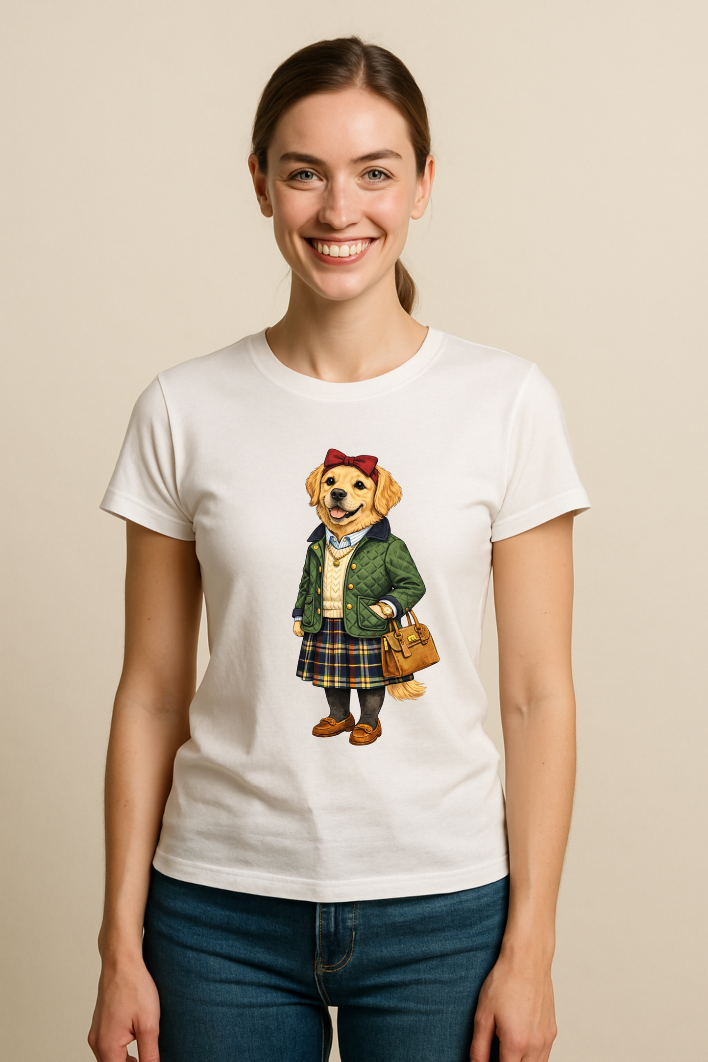 Preppy Golden Retriever Women’s Tee Shirt