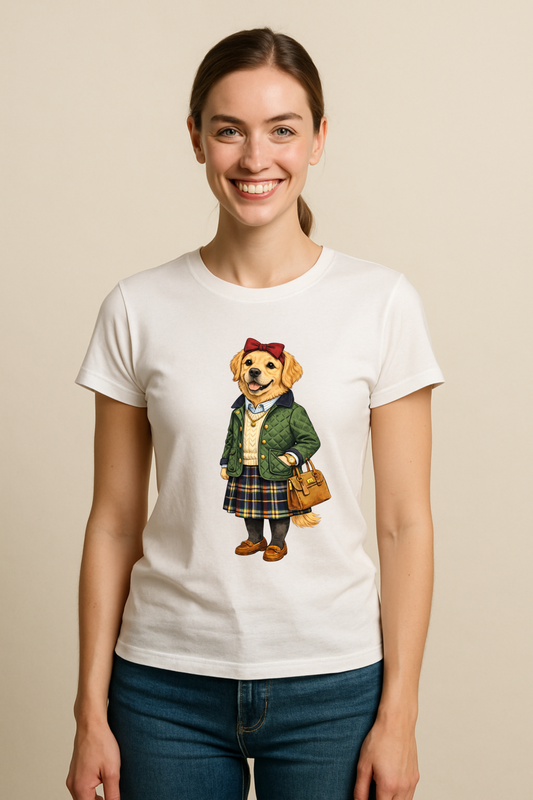 Preppy Golden Retriever Women’s Tee Shirt