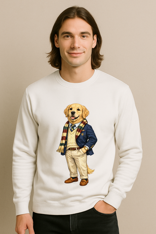 Preppy Golden Retriever Men’s Crewneck Sweater